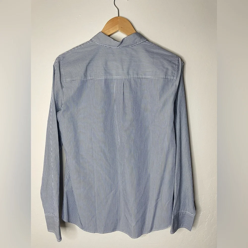 J.Crew women gray striped long sleeve button down shirt